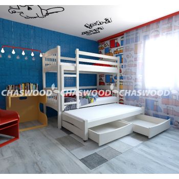 Двоярусне ліжко Тріо плюс 90*190 см з додатковим спальним місцем (90*180 см) 